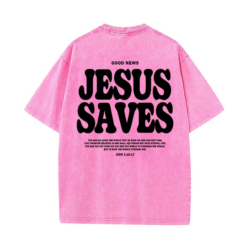 Christianartworkshop Jesus Saves Unisex Washed T-Shirt