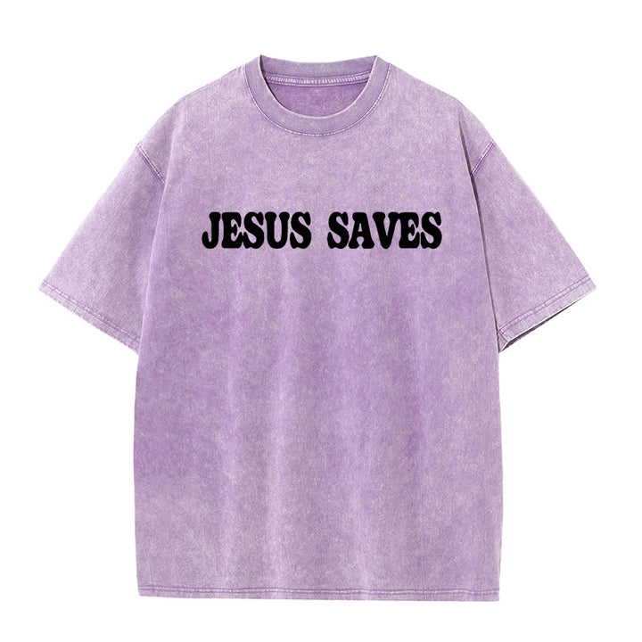 Christianartworkshop Jesus Saves Unisex Washed T-Shirt