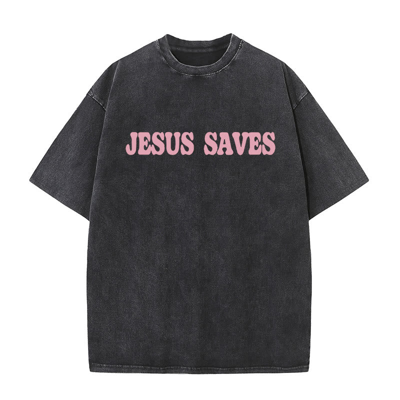 Christianartworkshop Jesus Saves Unisex Washed T-Shirt