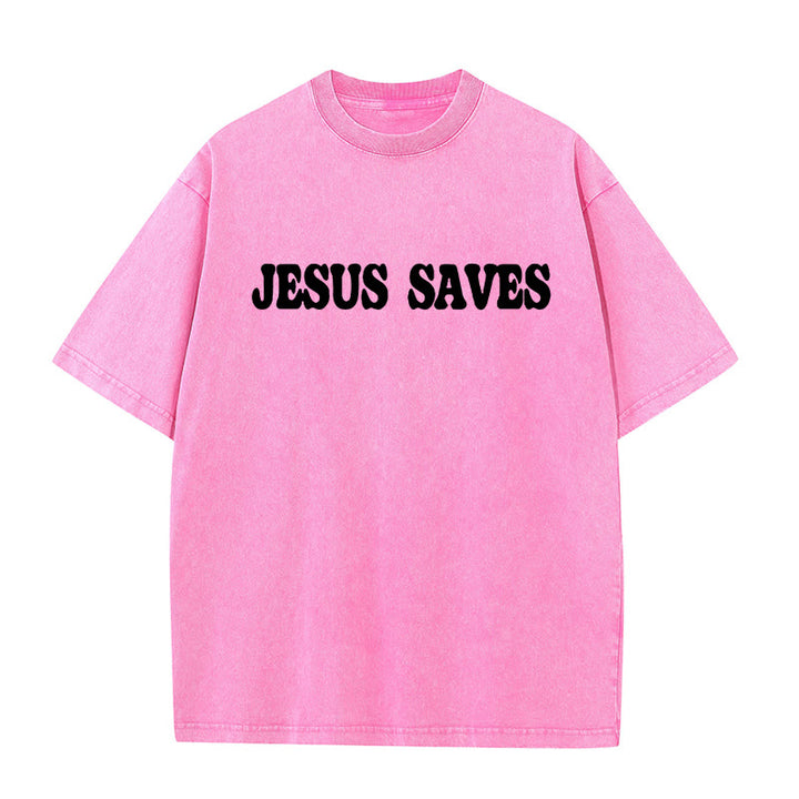 Christianartworkshop Jesus Saves Unisex Washed T-Shirt