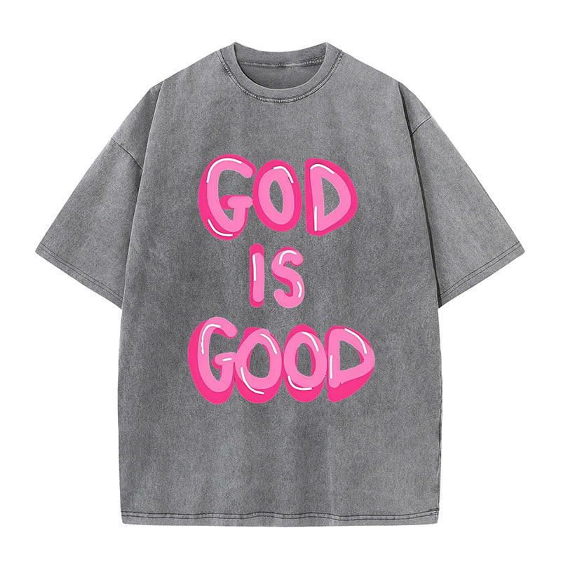 Christianartworkshop God Is Good Unisex Washed T-Shirt - Grey - 5XL - image 6