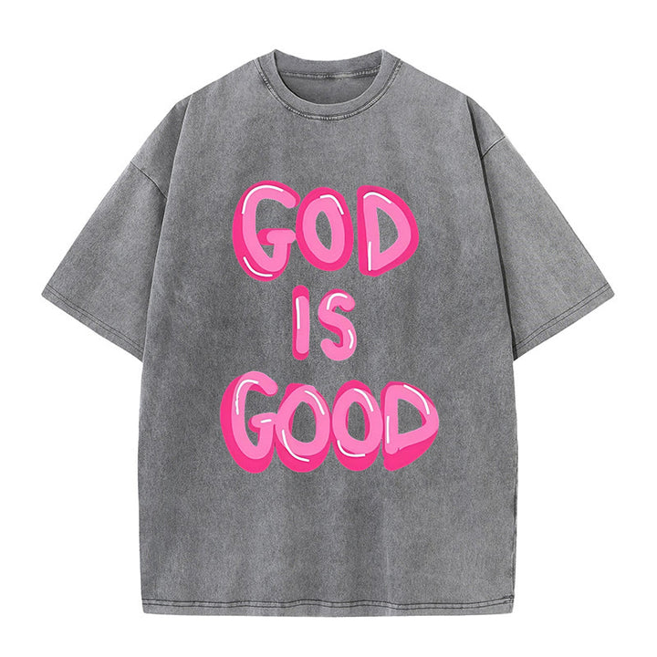 Christianartworkshop God Is Good Unisex Washed T-Shirt - Grey - 5XL - image 6