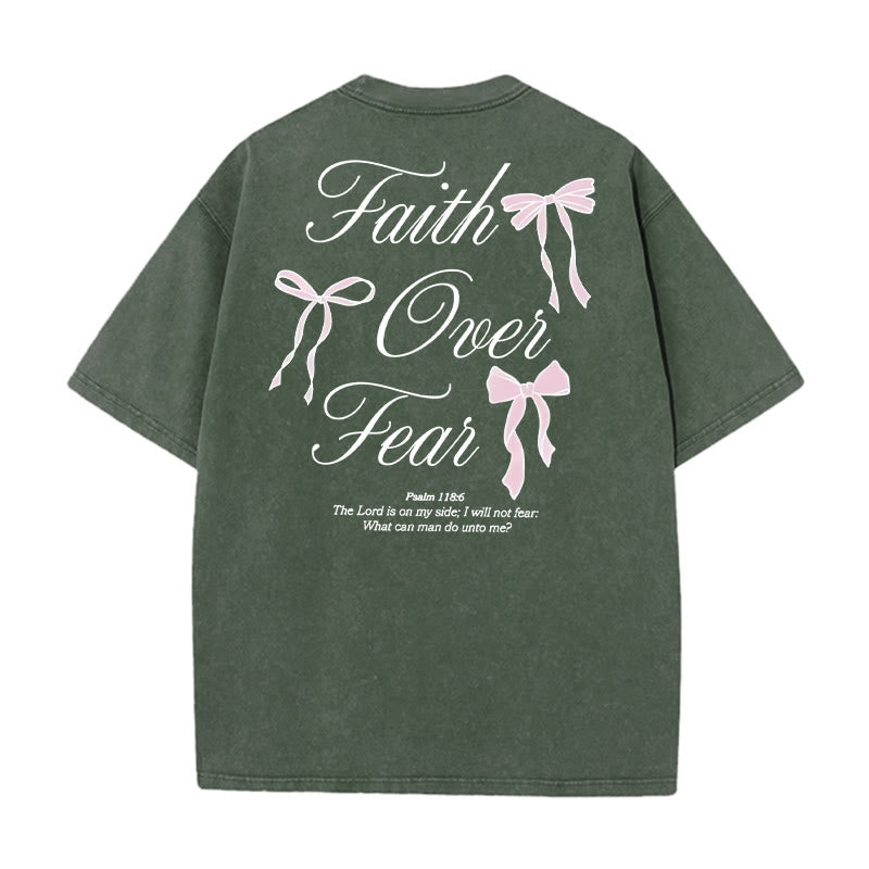 Christianartworkshop Faith Over Fear Unisex Washed T-Shirt - Army Green - 5XL - image 9
