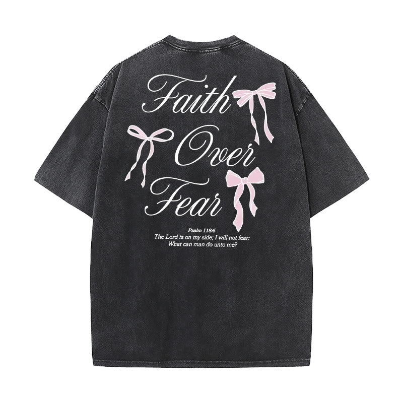 Christianartworkshop Faith Over Fear Unisex Washed T-Shirt - Black - 5XL - image 0