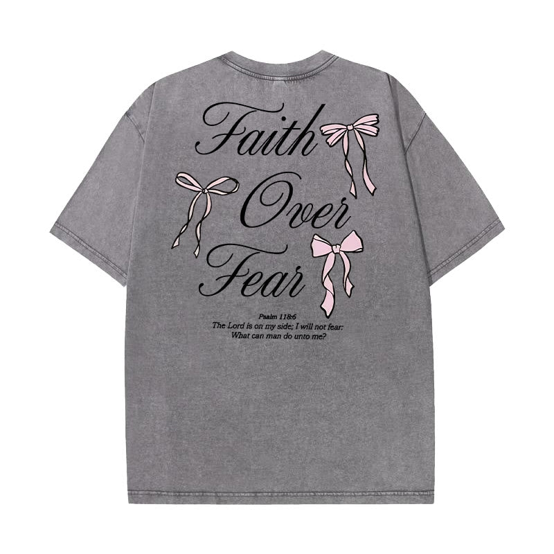 Christianartworkshop Faith Over Fear Unisex Washed T-Shirt - Grey - 5XL - image 7