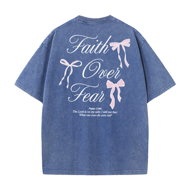 Christianartworkshop Faith Over Fear Unisex Washed T-Shirt - Blue - 5XL - image 11