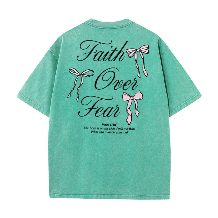 Christianartworkshop Faith Over Fear Unisex Washed T-Shirt - Green - 5XL - image 15