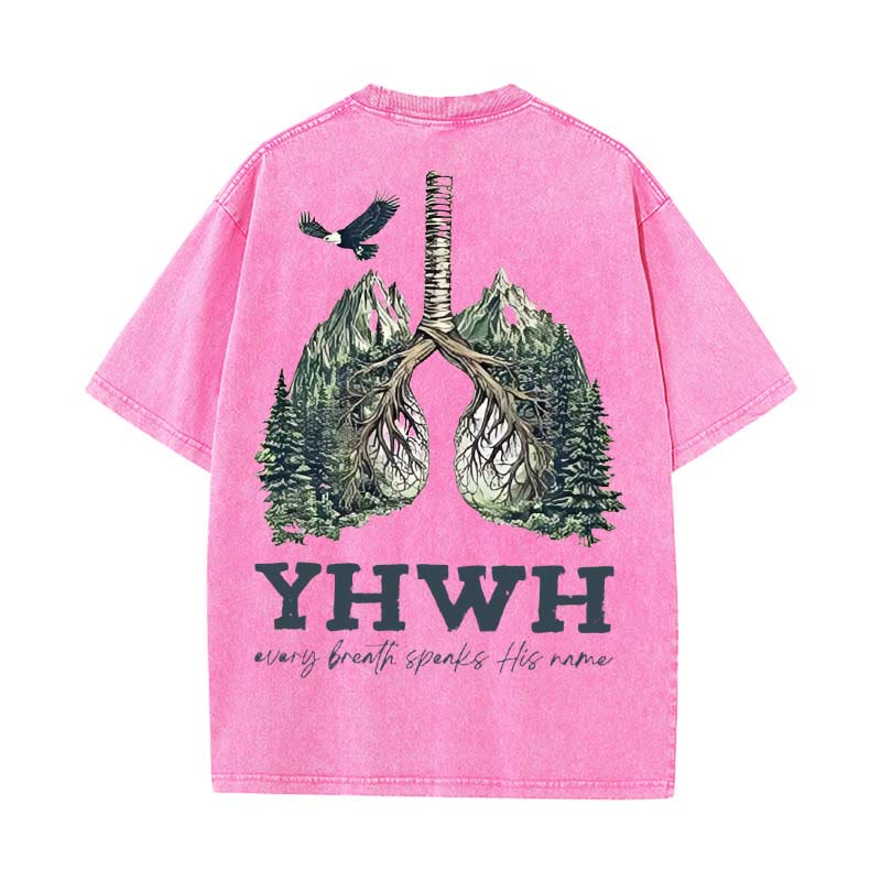 Christianartworkshop Every Breath Speaks His Name Unisex Washed T-shirt - Pink - 5XL - image 17