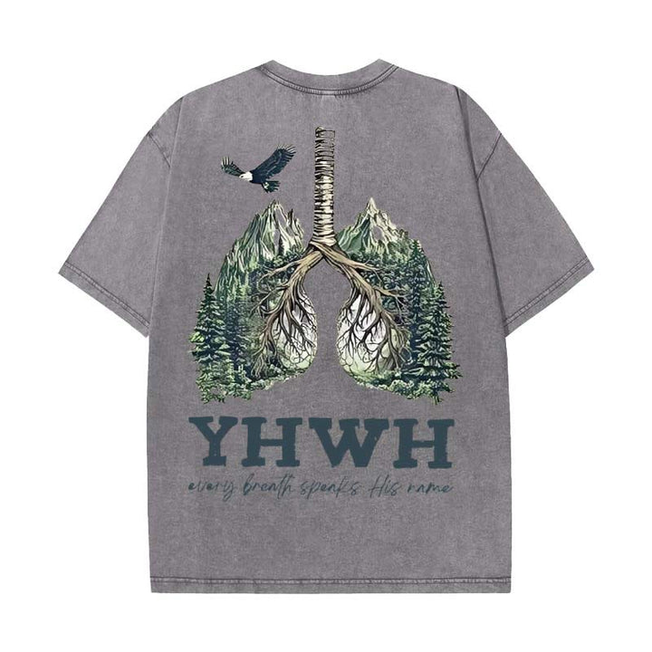 Christianartworkshop Every Breath Speaks His Name Unisex Washed T-shirt - Grey - 5XL - image 11