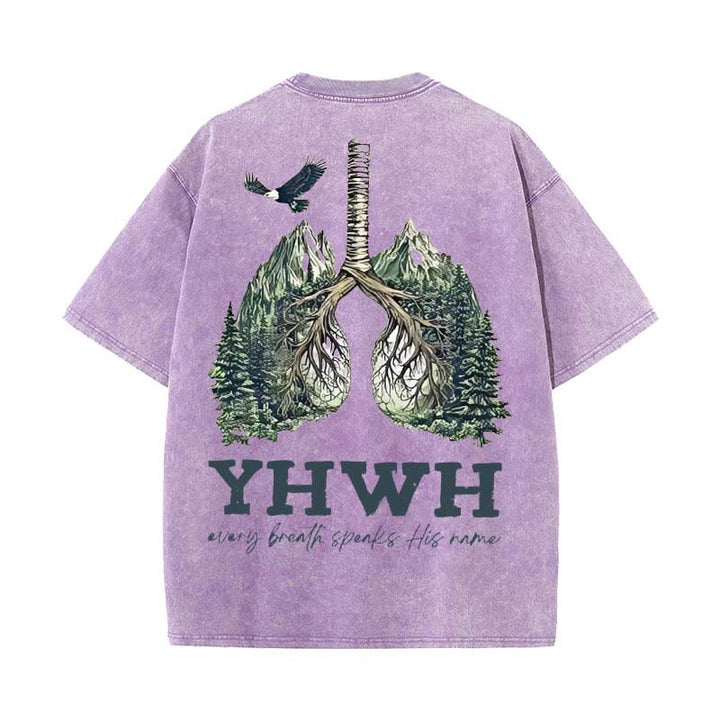 Christianartworkshop Every Breath Speaks His Name Unisex Washed T-shirt - Purple - 5XL - image 0