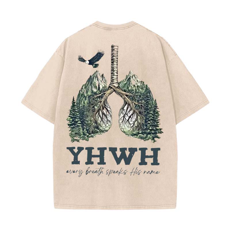 Christianartworkshop Every Breath Speaks His Name Unisex Washed T-shirt - Apricot - 5XL - image 9