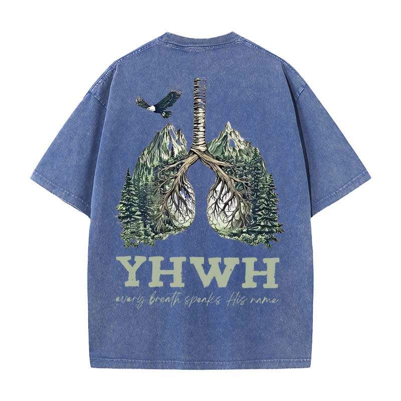 Christianartworkshop Every Breath Speaks His Name Unisex Washed T-shirt - Blue - 5XL - image 5