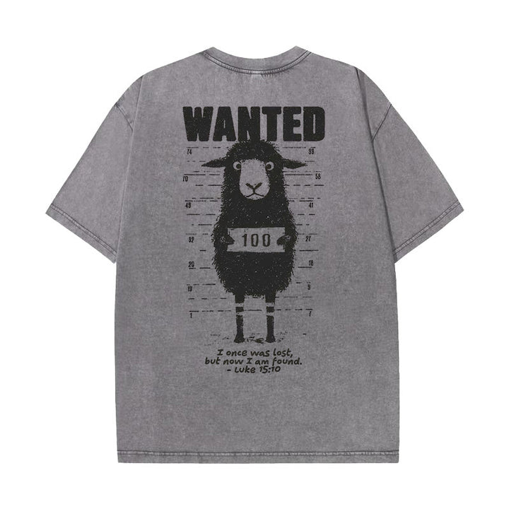 Christianartworkshop Wanted Sheep Unisex Washed T-shirt - Grey - 5XL - image 0