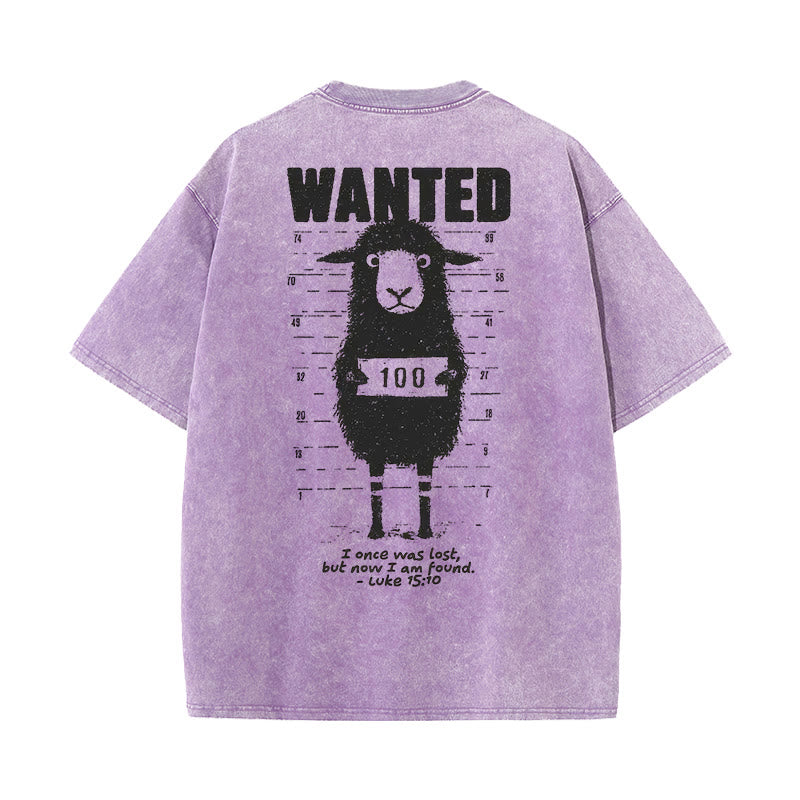 Christianartworkshop Wanted Sheep Unisex Washed T-shirt - Purple - 5XL - image 11