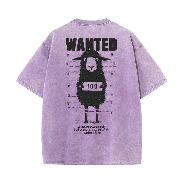 Christianartworkshop Wanted Sheep Unisex Washed T-shirt - Purple - 5XL - image 11