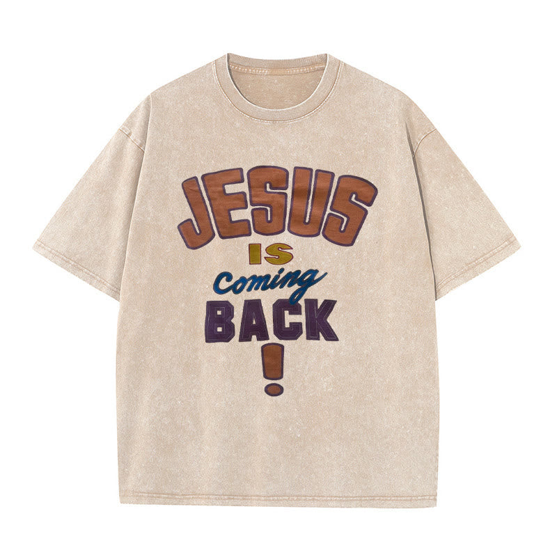 Christianartworkshop Jesus Is Coming Back Unisex Washed T-shirt - Apricot - 5XL - image 2