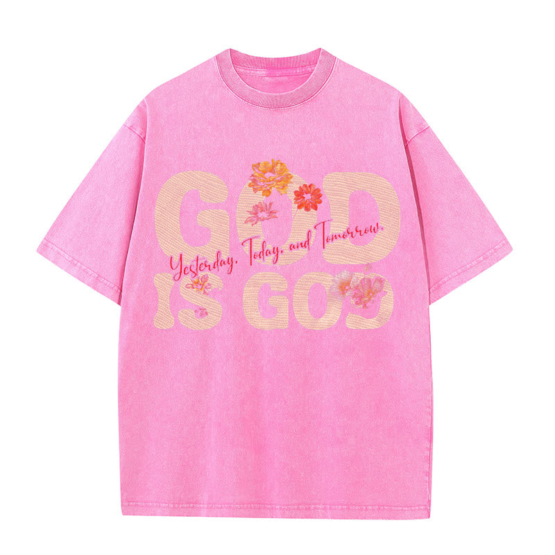 Christianartworkshop God Is God Unisex Washed T-shirt - Pink - 5XL - image 8