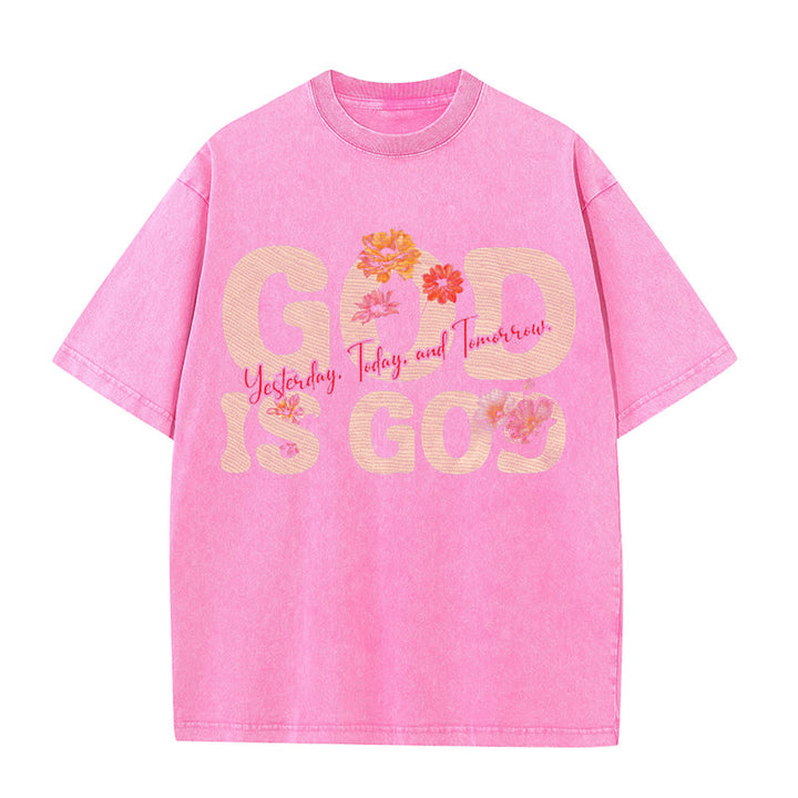 Christianartworkshop God Is God Unisex Washed T-shirt - Pink - 5XL - image 8