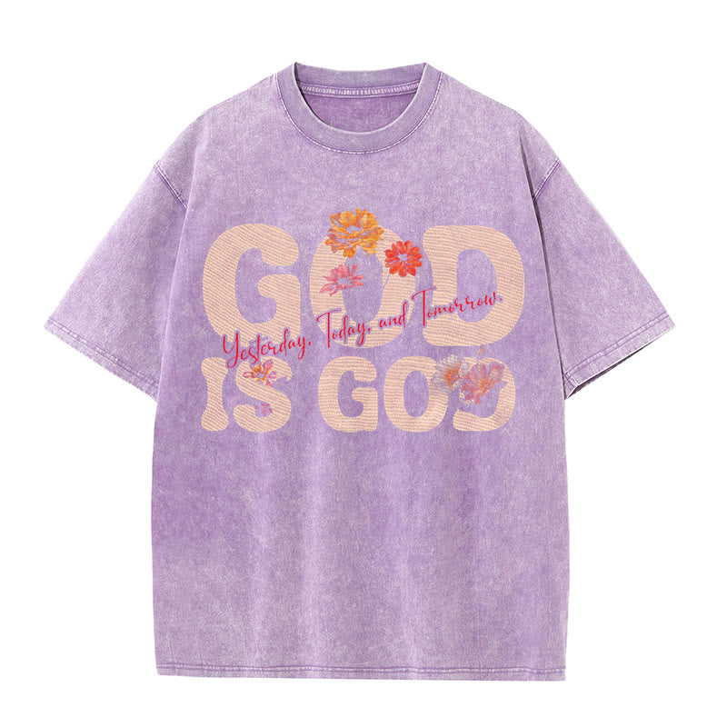 Christianartworkshop God Is God Unisex Washed T-shirt - Purple - 5XL - image 7