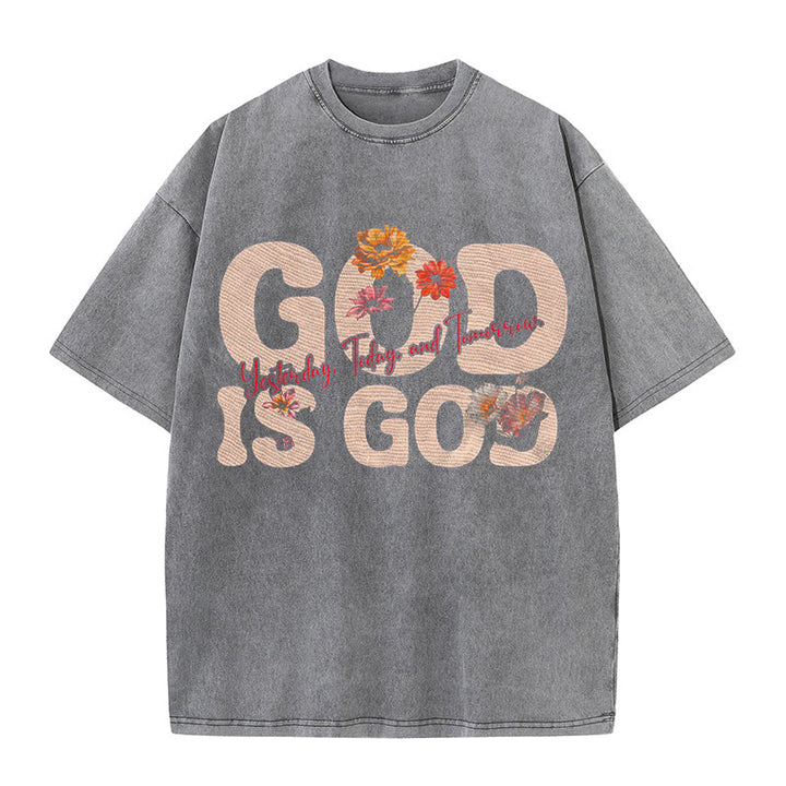 Christianartworkshop God Is God Unisex Washed T-shirt - Grey - 5XL - image 6
