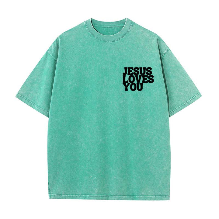 Christianartworkshop Good News Jesus Loves You Unisex Washed T-shirt - image 8