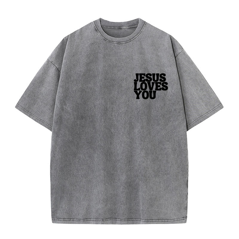 Christianartworkshop Good News Jesus Loves You Unisex Washed T-shirt - image 12