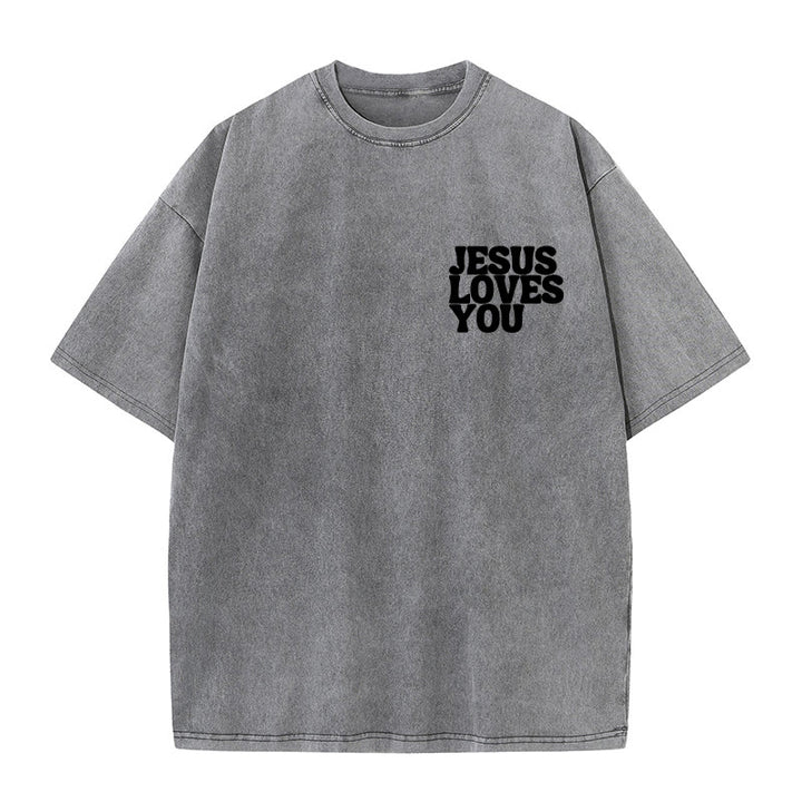 Christianartworkshop Good News Jesus Loves You Unisex Washed T-shirt - image 12