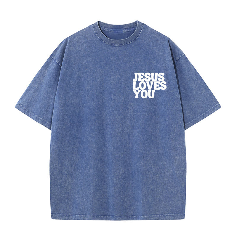 Christianartworkshop Good News Jesus Loves You Unisex Washed T-shirt - image 4