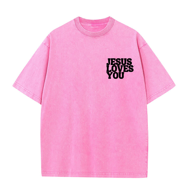 Christianartworkshop Good News Jesus Loves You Unisex Washed T-shirt - image 6