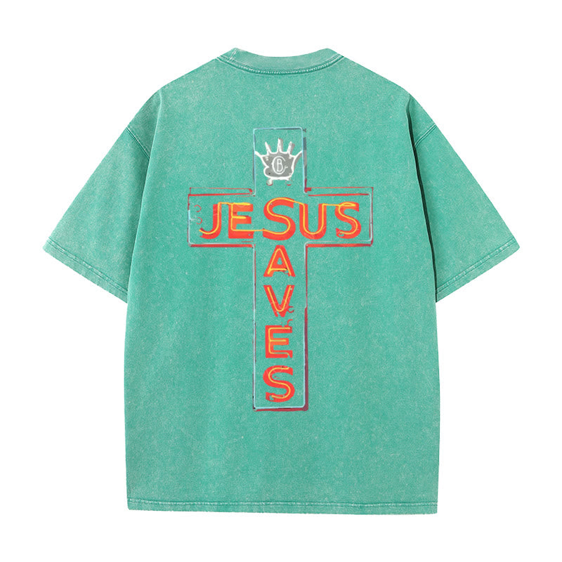 Christianartworkshop Jesus Saves Cross Graphic T-Shirt