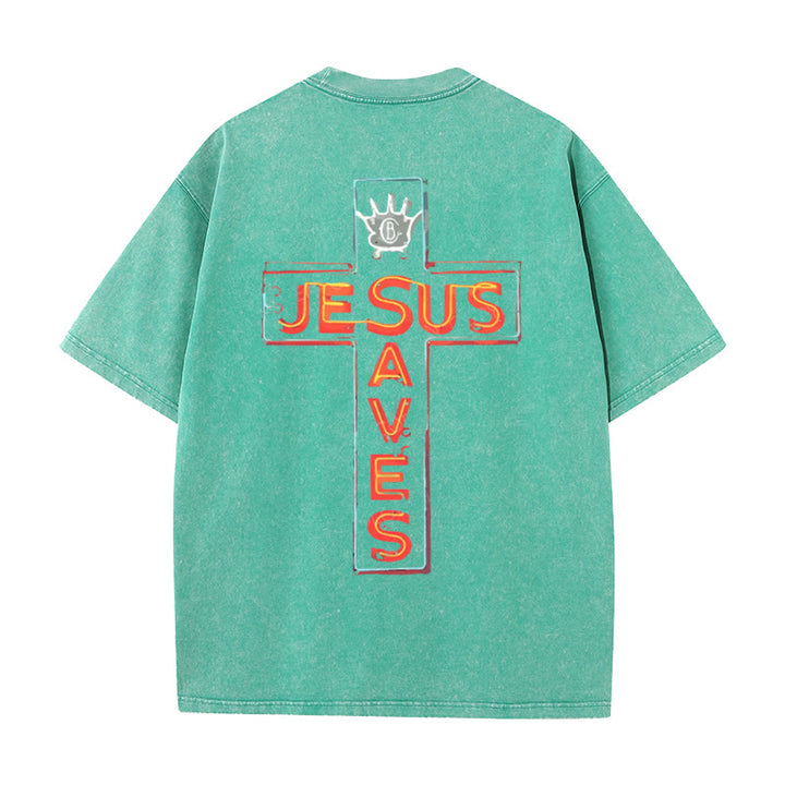 Christianartworkshop Jesus Saves Cross Graphic T-Shirt