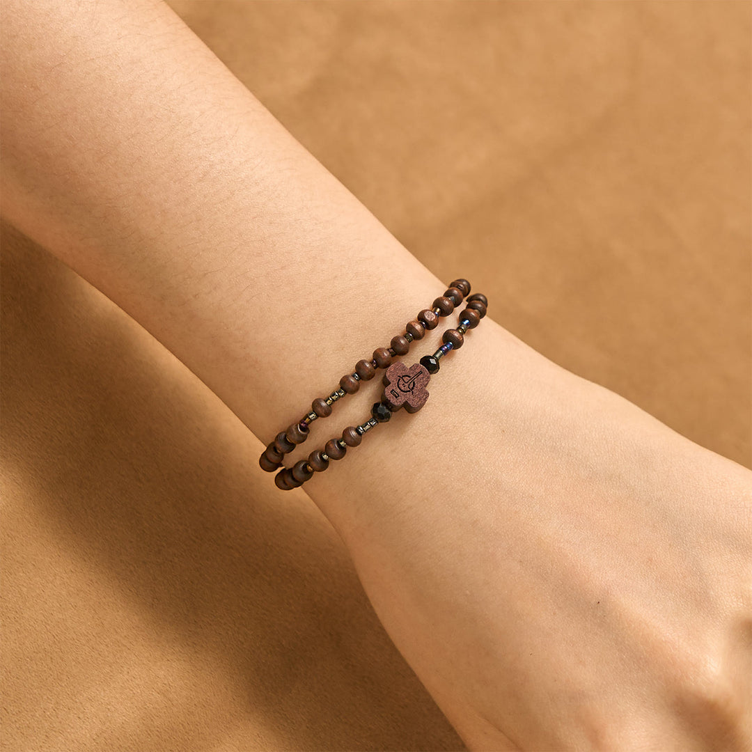 Christianartworkshop Classic Wooden Bead Bracelet with Cross: Timeless Emblem of Understated Faith - image 4