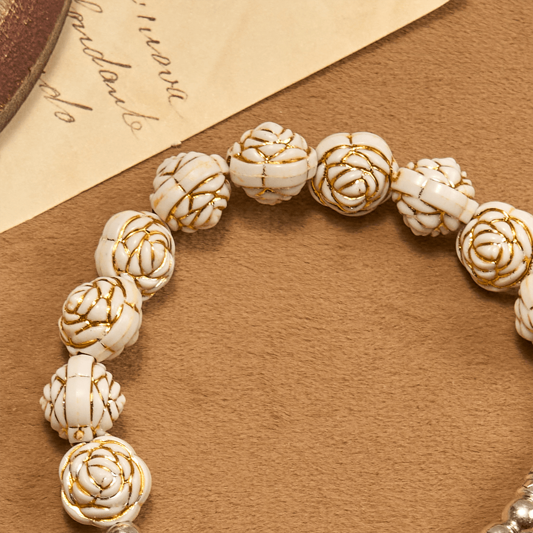 Christianartworkshop Artistically Sculpted 10mm White Rose Bead Rosary Bracelet with Crucifix - image 6