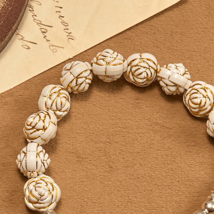 Christianartworkshop Artistically Sculpted 10mm White Rose Bead Rosary Bracelet with Crucifix - image 6