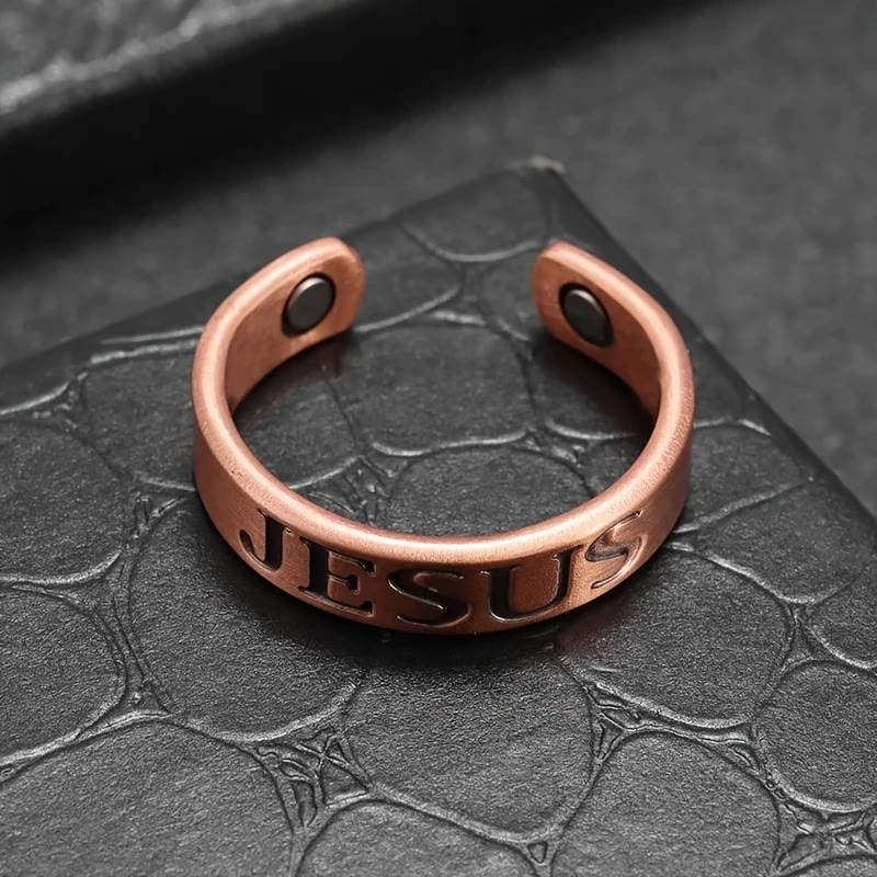 Christianartworkshop Minimalist Jesus Symbol Adjustable Copper Ring: Distinctive Sign of Faith - image 3