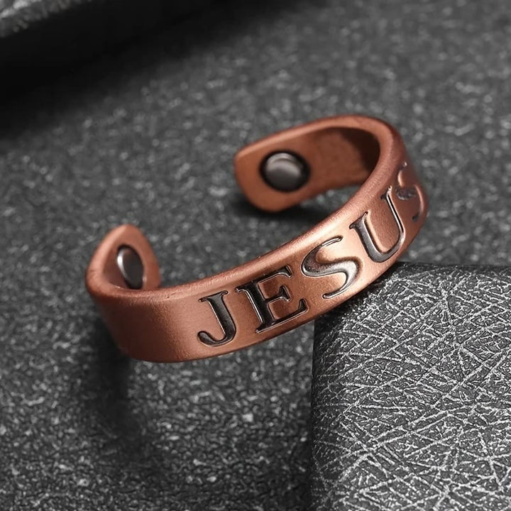 Christianartworkshop Minimalist Jesus Symbol Adjustable Copper Ring: Distinctive Sign of Faith - Adjustable(Suitable for US sizes 6-8) - image 0