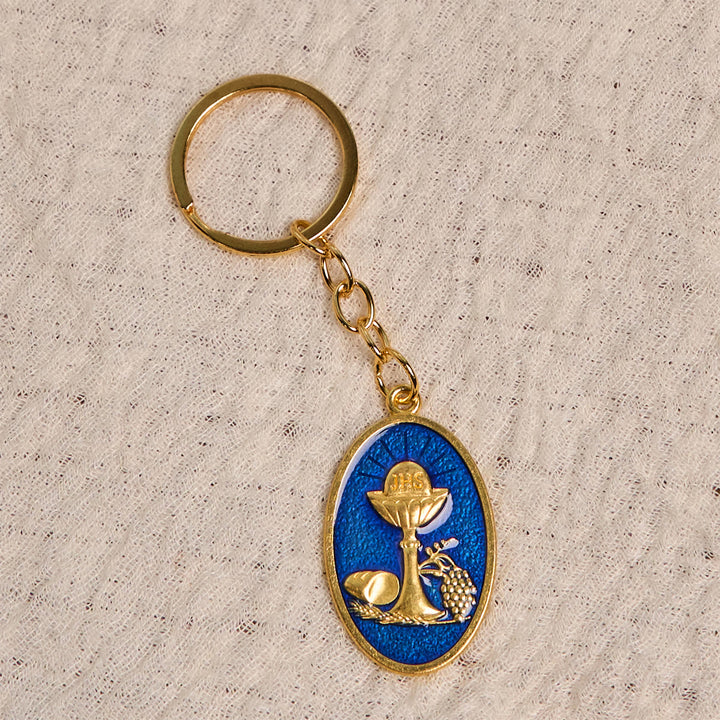 Christianartworkshop Red & Blue Holy Grail Chalice Medal Keychain: Inspired Religious Token - image 7