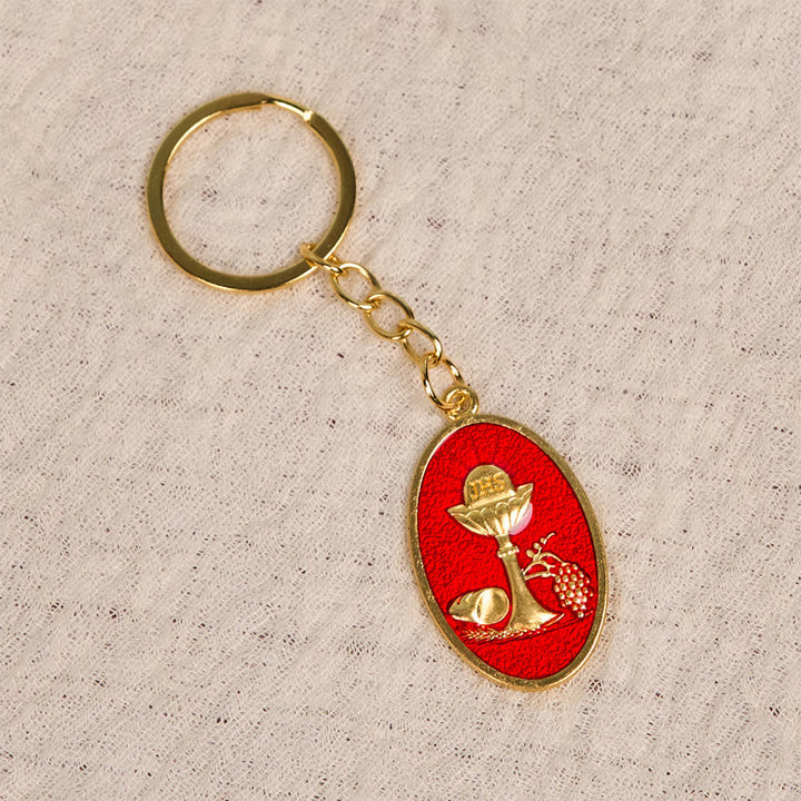 Christianartworkshop Red & Blue Holy Grail Chalice Medal Keychain: Inspired Religious Token - image 8