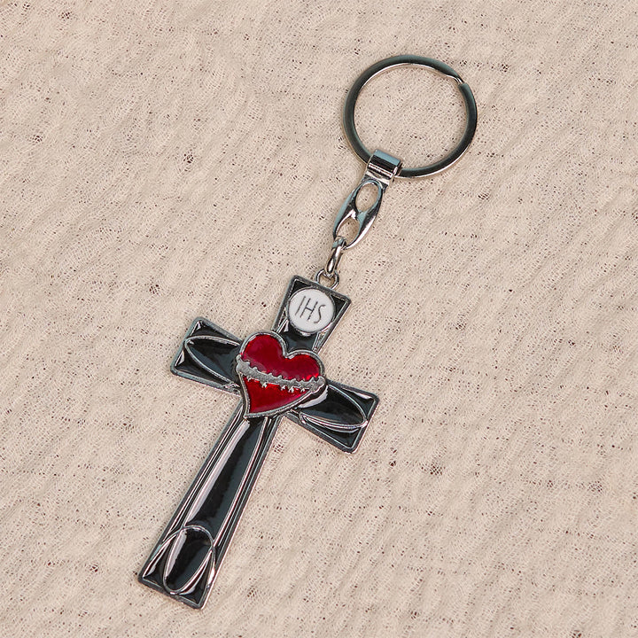 Christianartworkshop Sacred Heart & Pax Cross Enamel Tricolor Keychain: Timeless Spiritual Design - image 12