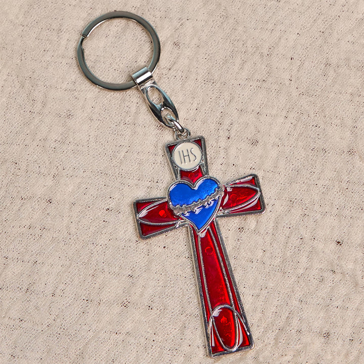 Christianartworkshop Sacred Heart & Pax Cross Enamel Tricolor Keychain: Timeless Spiritual Design - image 10