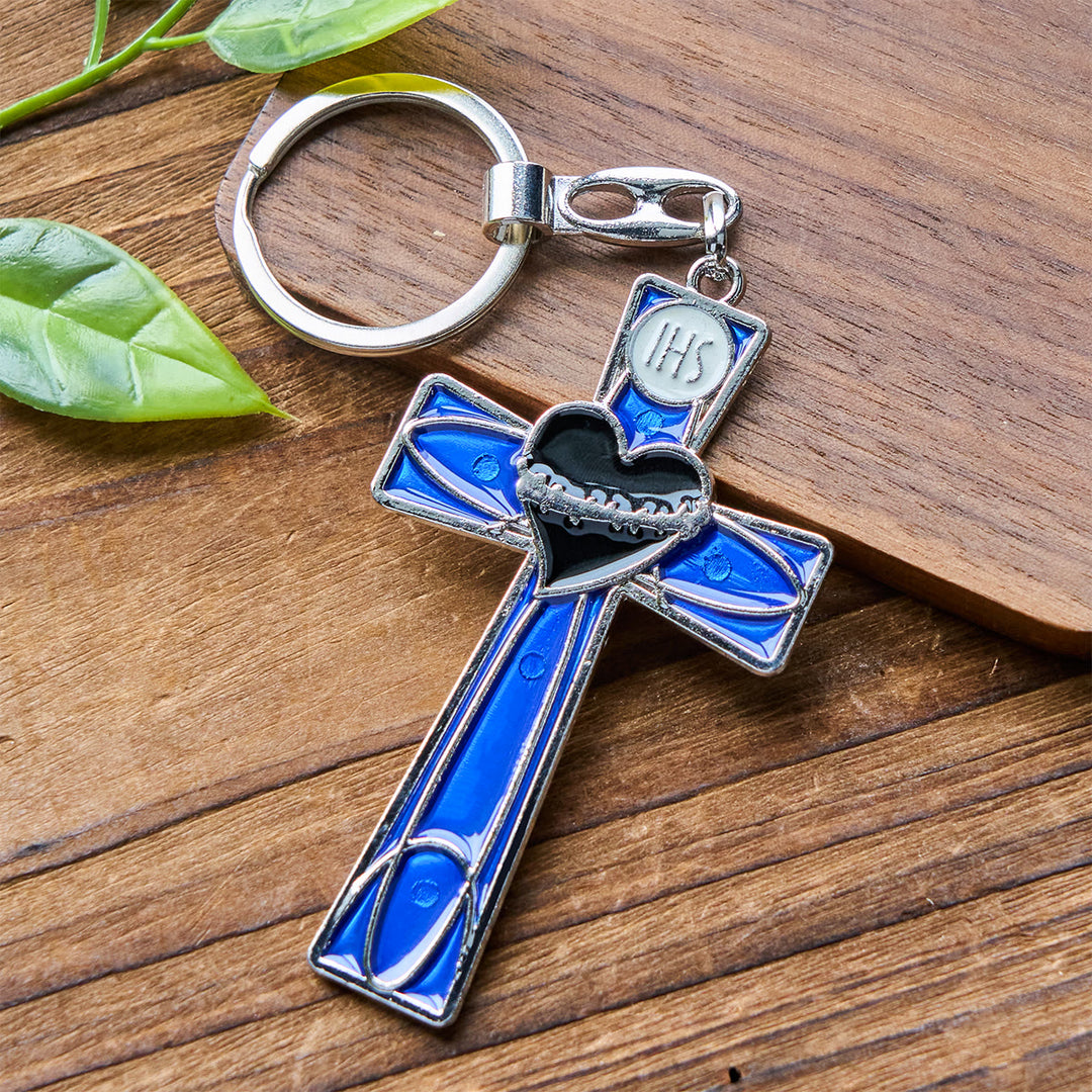 Christianartworkshop Sacred Heart & Pax Cross Enamel Tricolor Keychain: Timeless Spiritual Design - image 5
