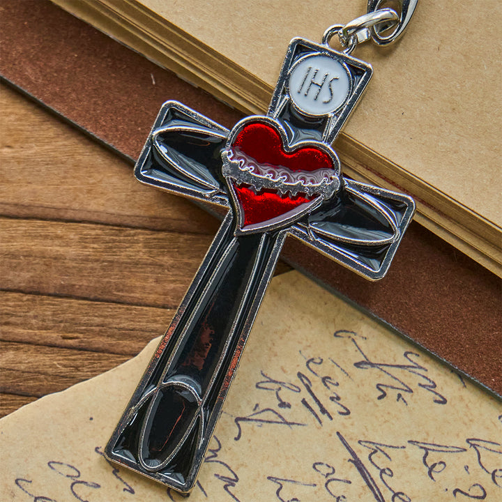 Christianartworkshop Sacred Heart & Pax Cross Enamel Tricolor Keychain: Timeless Spiritual Design - image 9