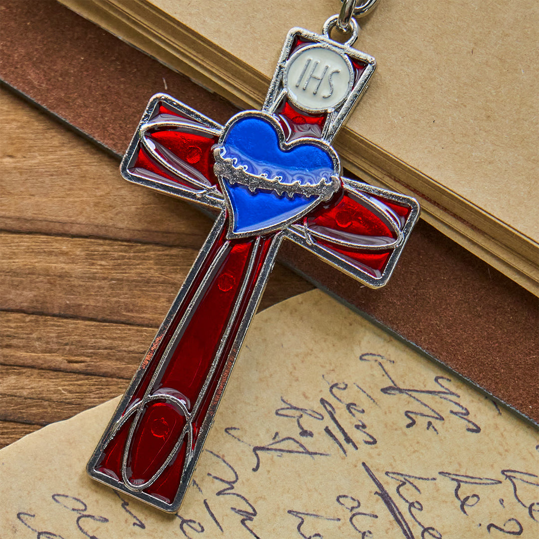 Christianartworkshop Sacred Heart & Pax Cross Enamel Tricolor Keychain: Timeless Spiritual Design - image 7