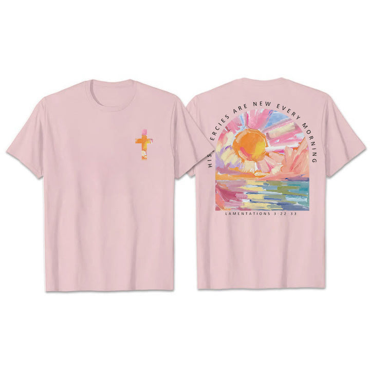 Christianartworkshop His Mercies Are New Every Morning T-Shirt - Pink - 2XL - image 15
