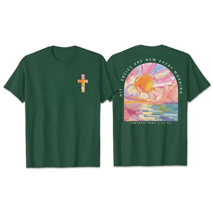 Christianartworkshop His Mercies Are New Every Morning T-Shirt - Dark Green - 2XL - image 21