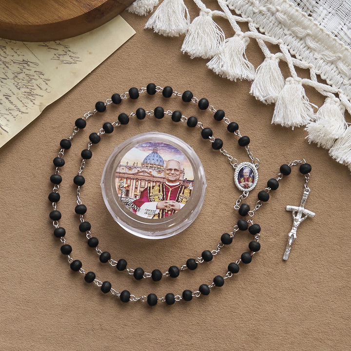 Christianartworkshop Pope Leo XIV Red Wood Beads Rosary Commemorating: A Spiritual Treasure - Black - image 16