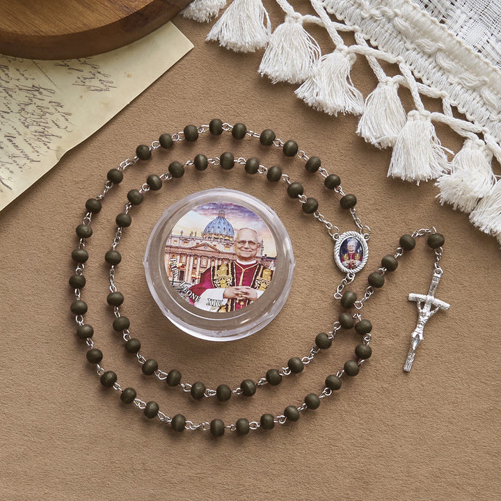 Christianartworkshop Pope Leo XIV Red Wood Beads Rosary Commemorating: A Spiritual Treasure - Coffee - image 12