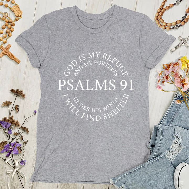Christianartworkshop Psalms 91 Tee - Inspirational Women's T-shirt - Grey - 4XL - image 6