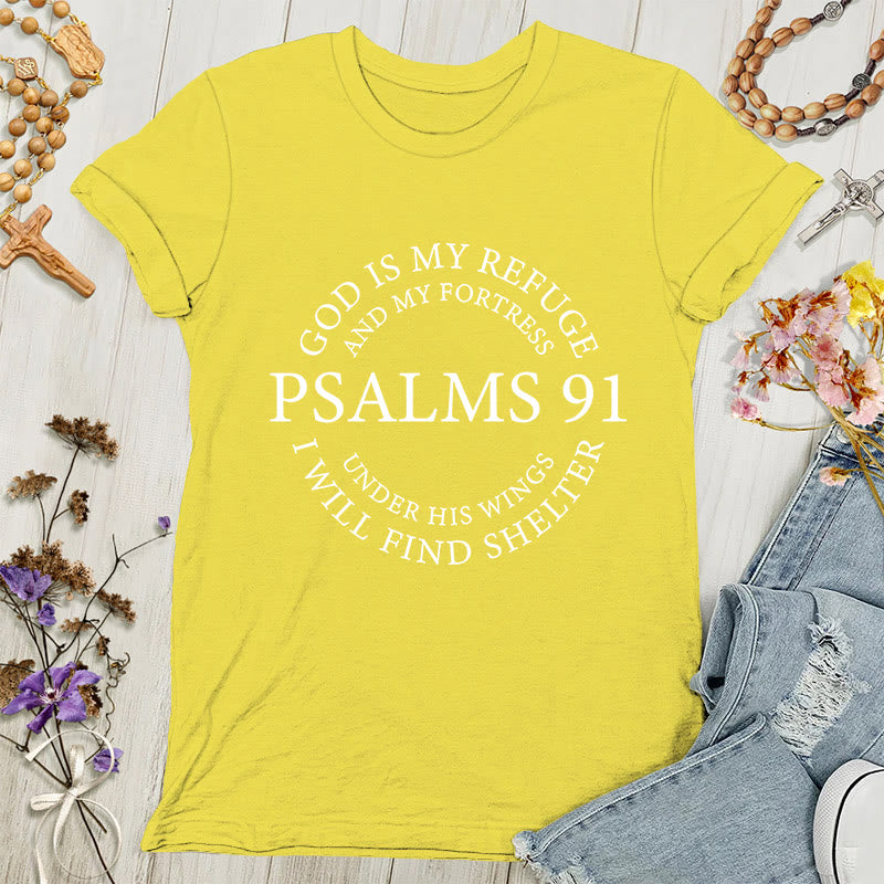 Christianartworkshop Psalms 91 Tee - Inspirational Women's T-shirt - Gold - 4XL - image 2