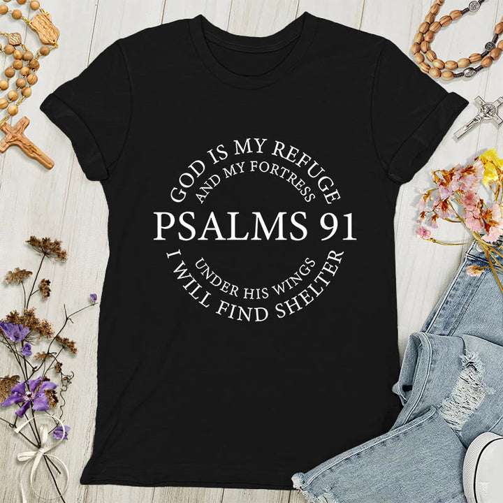 Christianartworkshop Psalms 91 Tee - Inspirational Women's T-shirt - Black - 4XL - image 0